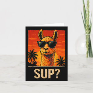 Funny Llama Sup Meme Sunset Beach Coole Animal Men Karte