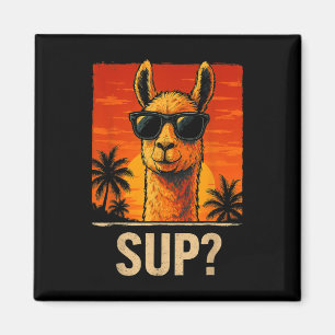 Funny Llama Sup Meme Sunset Beach Coole Animal Men Magnet