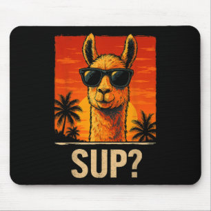 Funny Llama Sup Meme Sunset Beach Coole Animal Men Mousepad