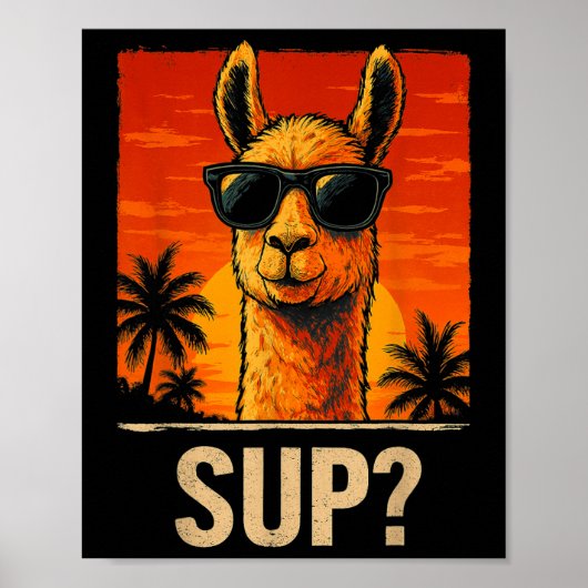 Funny Llama Sup Meme Sunset Beach Coole Animal Men Poster (Vorne)