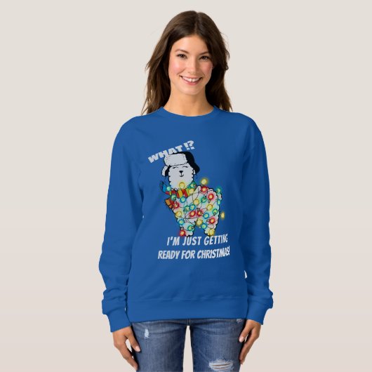 Funny Llama Sweatshirt - Weihnachtslicht Bereit! (Vorne ganz)