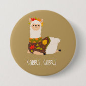 Funny Llama Türkei Erntedank Button (Vorderseite)
