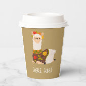 Funny Llama Türkei Erntedank Pappbecher (Rückseite)