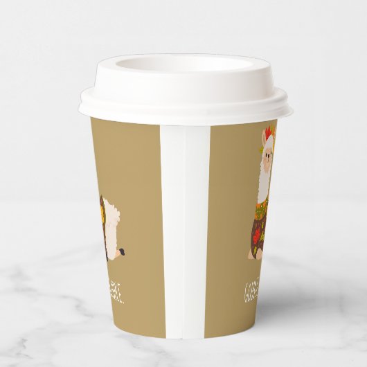 Funny Llama Türkei Erntedank Pappbecher (Rechts)