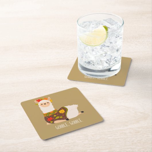 Funny Llama Türkei Erntedank Rechteckiger Pappuntersetzer (Vor Ort)