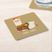 Funny Llama Türkei Erntedank Rechteckiger Pappuntersetzer (angewinkelt)