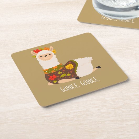 Funny Llama Türkei Erntedank Rechteckiger Pappuntersetzer (angewinkelt)