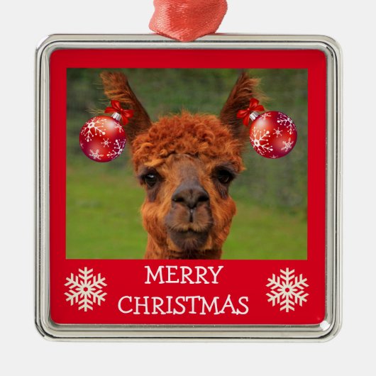 Funny Llama und Weihnachtsbälle Ornament (Vorne)