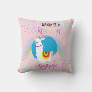 Funny Llama Unicorn Alpaca Kawaii Niedlicher Name Kissen