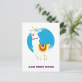 Funny Llama Unicorn Alpaca Kawaii Niedlicher Name Postkarte (Stehend Vorderseite)