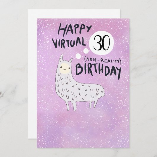 Funny Llama Virtual Happy Birthday Feiertagskarte (Vorne/Hinten)