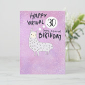 Funny Llama Virtual Happy Birthday Feiertagskarte (Stehend Vorderseite)