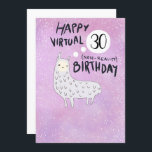 Funny Llama Virtual Happy Birthday Feiertagskarte<br><div class="desc">Niedliches,  plumper aussehendes,  schlecht gezeichnet Lama mit einem Hinterkopf,  der einen Hund leicht erinnert,  in virtueller Realität auf der Suche nach einem glücklichen Geburtstag ohne Realität. Machen Sie eine Aussage! Passen Sie das Alter auf der Blase an. Alle Rechte vorbehalten. Kunst und Design von Mira</div>