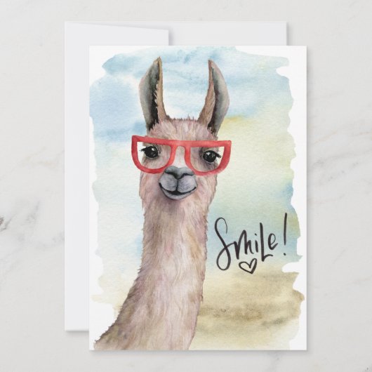 Funny Llama Watercolor Hochzeit verschoben Einladung (Rückseite)