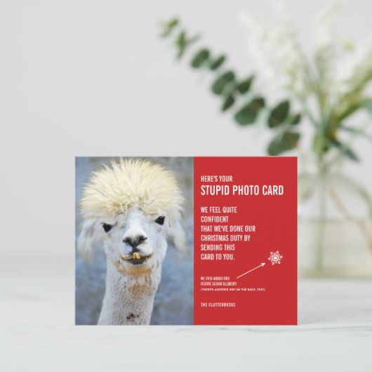 Funny Llama Weihnachts-Weihnachtsfoto-Karte Postka Postkarte (Stehend Vorderseite)