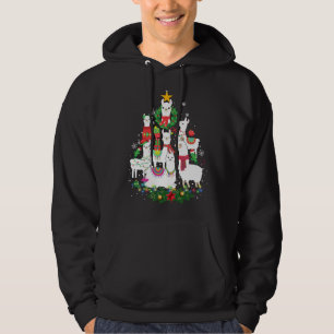 Funny Llama Weihnachtsbaum Alpaca Xmas Lights Holi Hoodie
