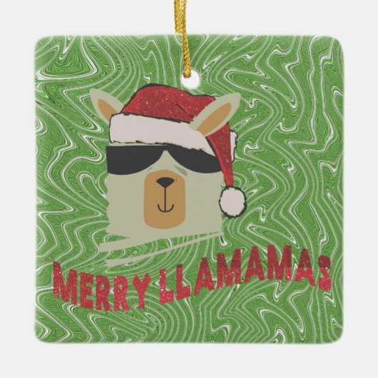 Funny Llama Weihnachtsschmuck - Merry Llamamas (Vorderseite)