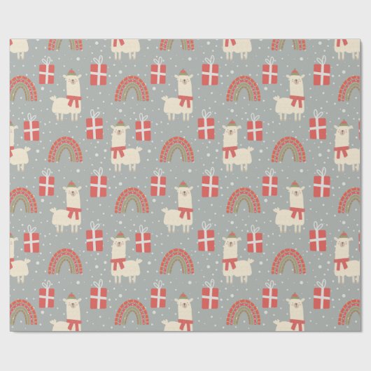 Funny Llama Weihnachtswrapping Papier Geschenkpapier (Flach)