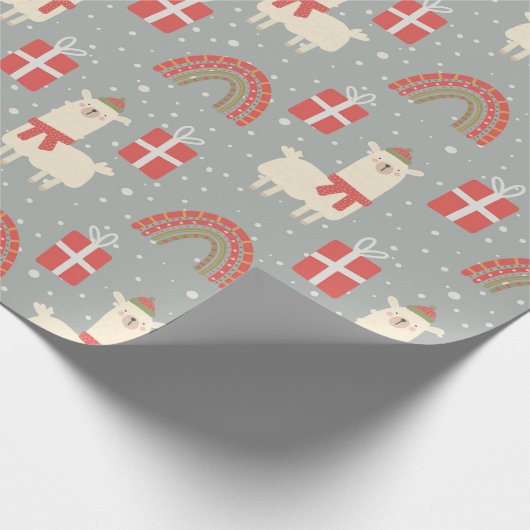Funny Llama Weihnachtswrapping Papier Geschenkpapier (Ecke)