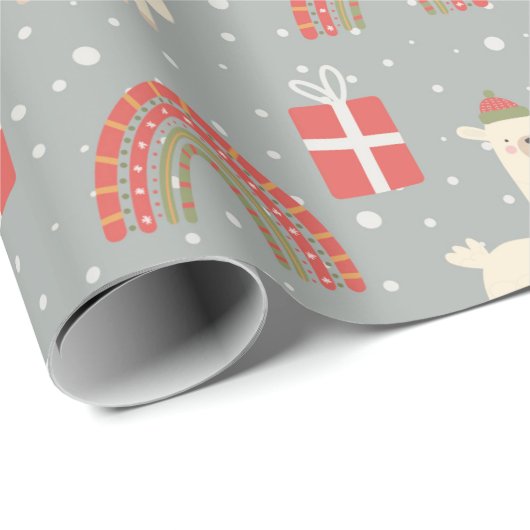 Funny Llama Weihnachtswrapping Papier Geschenkpapier (Rolleneckpunkt)
