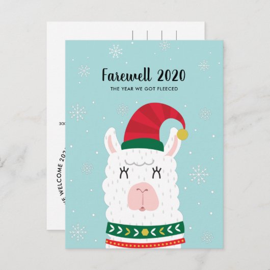 Funny Llama, Year We Got Fleeced Covid Christmas Postkarte (Vorne/Hinten)