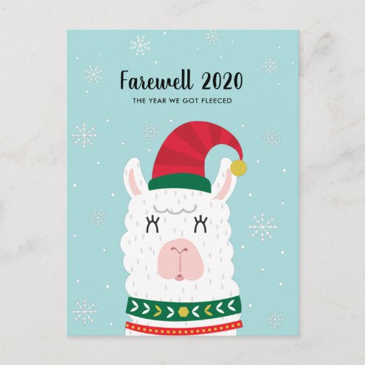 Funny Llama, Year We Got Fleeced Covid Christmas Postkarte (Vorderseite)