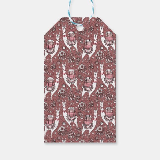 Funny Llamas Pattern Geschenkanhänger (Rückseite)