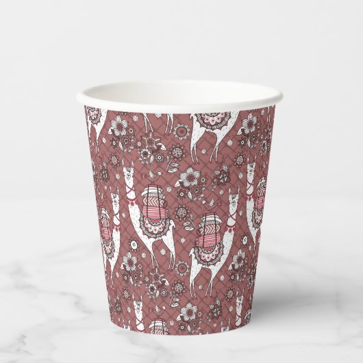 Funny Llamas Pattern Pappbecher (Vorderseite)