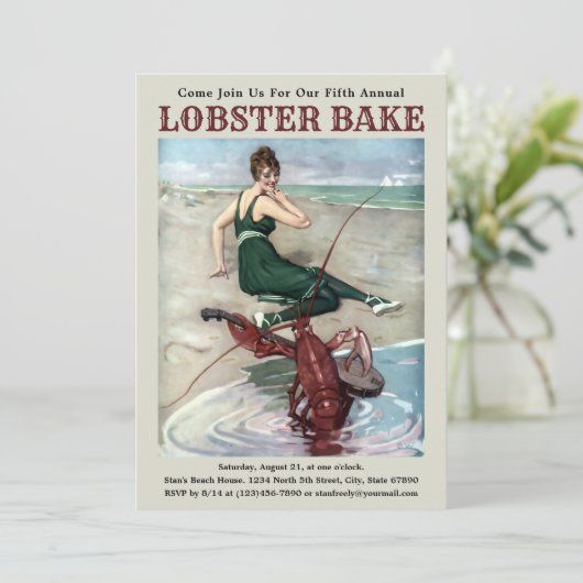 Funny Lobster Bake Einladung Template (Stehend Vorderseite)