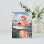 Funny Lobster Fish Surreal Jellyfish UFO Collage Postkarte (Stehend Vorderseite)