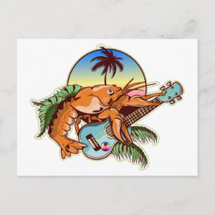 funny lobster playing a ukulele postkarte