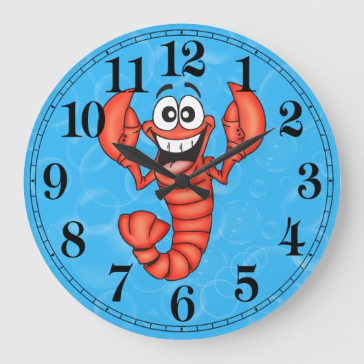 Funny Lobster Wall Clock Große Wanduhr (Vorderseite)