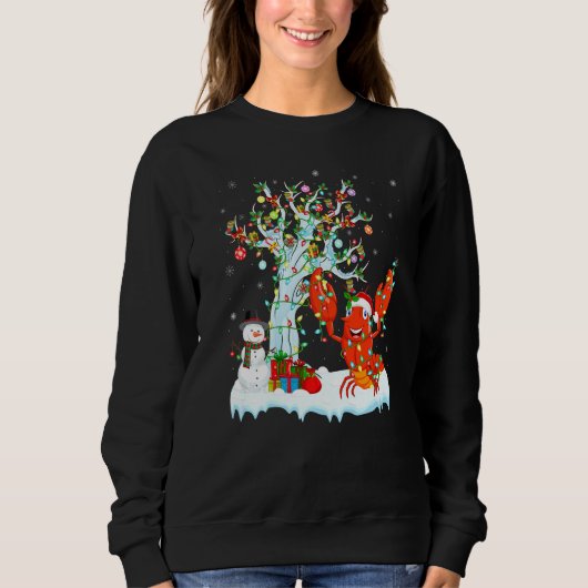 Funny Lobster Xmas Tree Lighting Weihnachtsmannmüt Sweatshirt (Vorderseite)