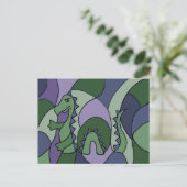 Funny Loch Ness Monster Abstrakte Kunst Postkarte (Stehend Vorderseite)