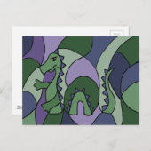 Funny Loch Ness Monster Abstrakte Kunst Postkarte (Vorne/Hinten)