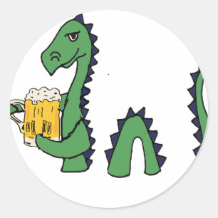 Funny Loch Ness Monster Drink Bier Cartoon Runder Aufkleber