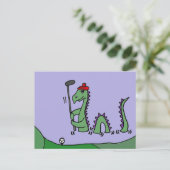 Funny Loch Ness Monster Golf spielen Postkarte (Stehend Vorderseite)