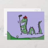 Funny Loch Ness Monster Golf spielen Postkarte (Vorne/Hinten)