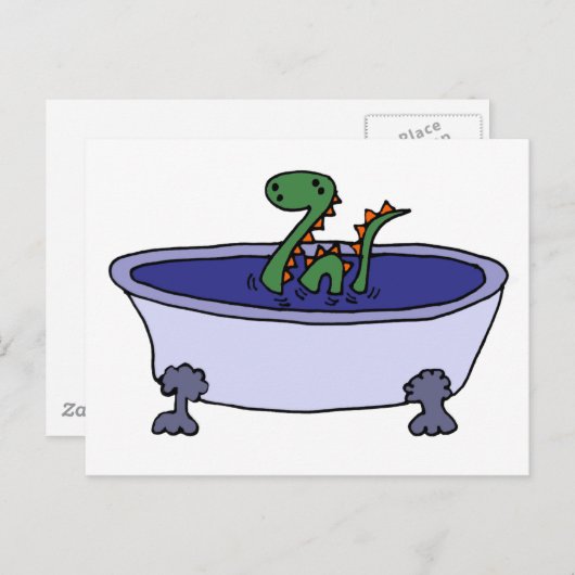 Funny Loch Ness Monster in Bathtub Postkarte (Vorne/Hinten)