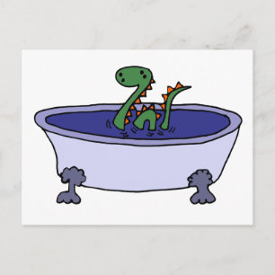 Funny Loch Ness Monster in Bathtub Postkarte