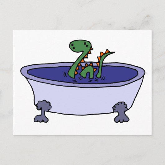 Funny Loch Ness Monster in Bathtub Postkarte (Vorderseite)