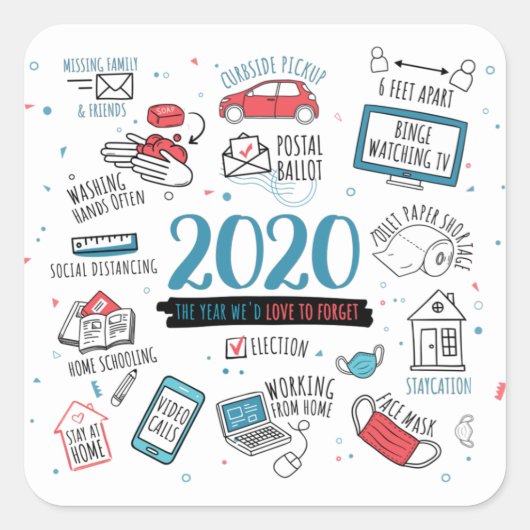 Funny Lockdown 2020 Quarantine Quadratischer Aufkleber (Vorderseite)