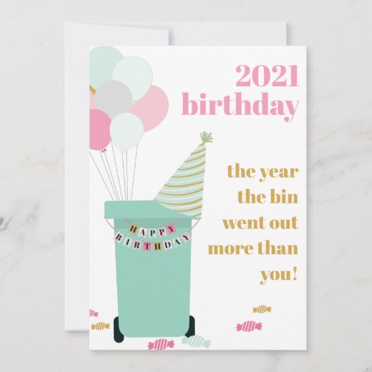 Funny Lockdown Covid Trash Bin Birthday Card (Vorderseite)