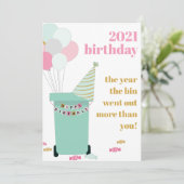 Funny Lockdown Covid Trash Bin Birthday Card (Stehend Vorderseite)