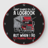 Funny Logbook Red Trucker Große Wanduhr (Vorderseite)