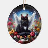 Funny Long Hairs Black Demon and Angel Cat Keramik Ornament (Links)