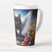 Funny Long Hairs Black Demon and Angel Cat Milchtasse (Rechte Ecke)