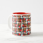 Funny Long Hairs Dackel Weihnachtsmuster Zweifarbige Tasse (Vorderseite Links)