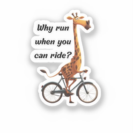 Funny Long Neck Giraffe on Bicycle - albernes Mem Aufkleber (Vorderseite)