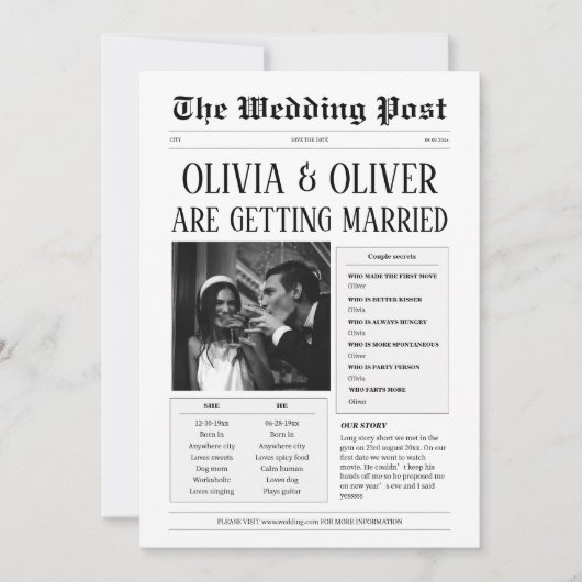 Funny long story kurze Hochzeit Save The Date (Vorderseite)